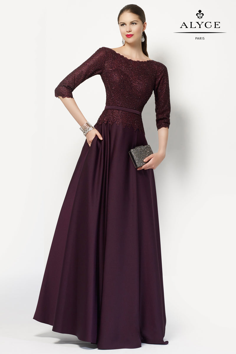 ALYCE Paris 27099 Special Occasion Boat Modest A Line Dress