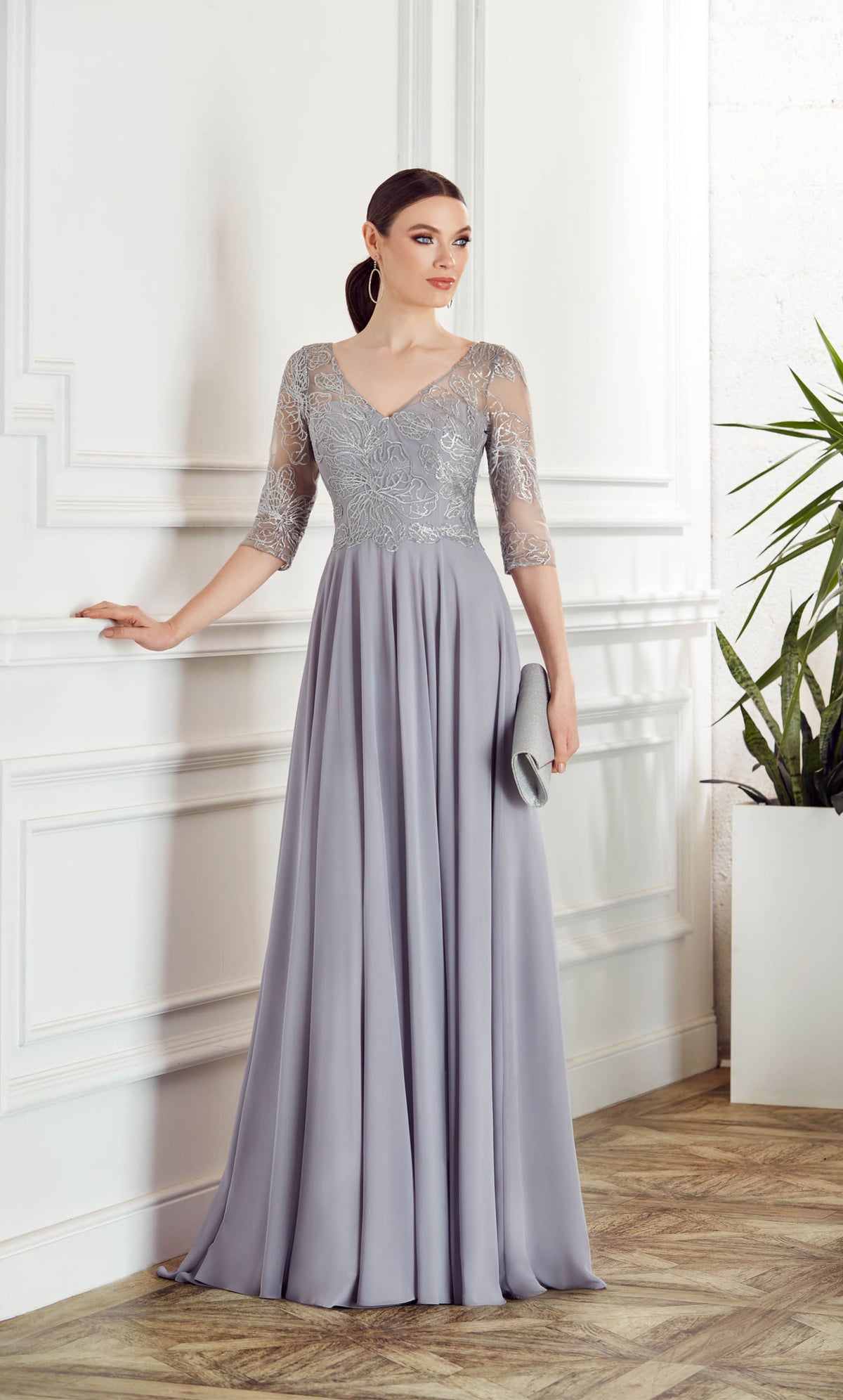ALYCE Paris 27475 Special Occasion Illusion Plus Size Flowy Dress