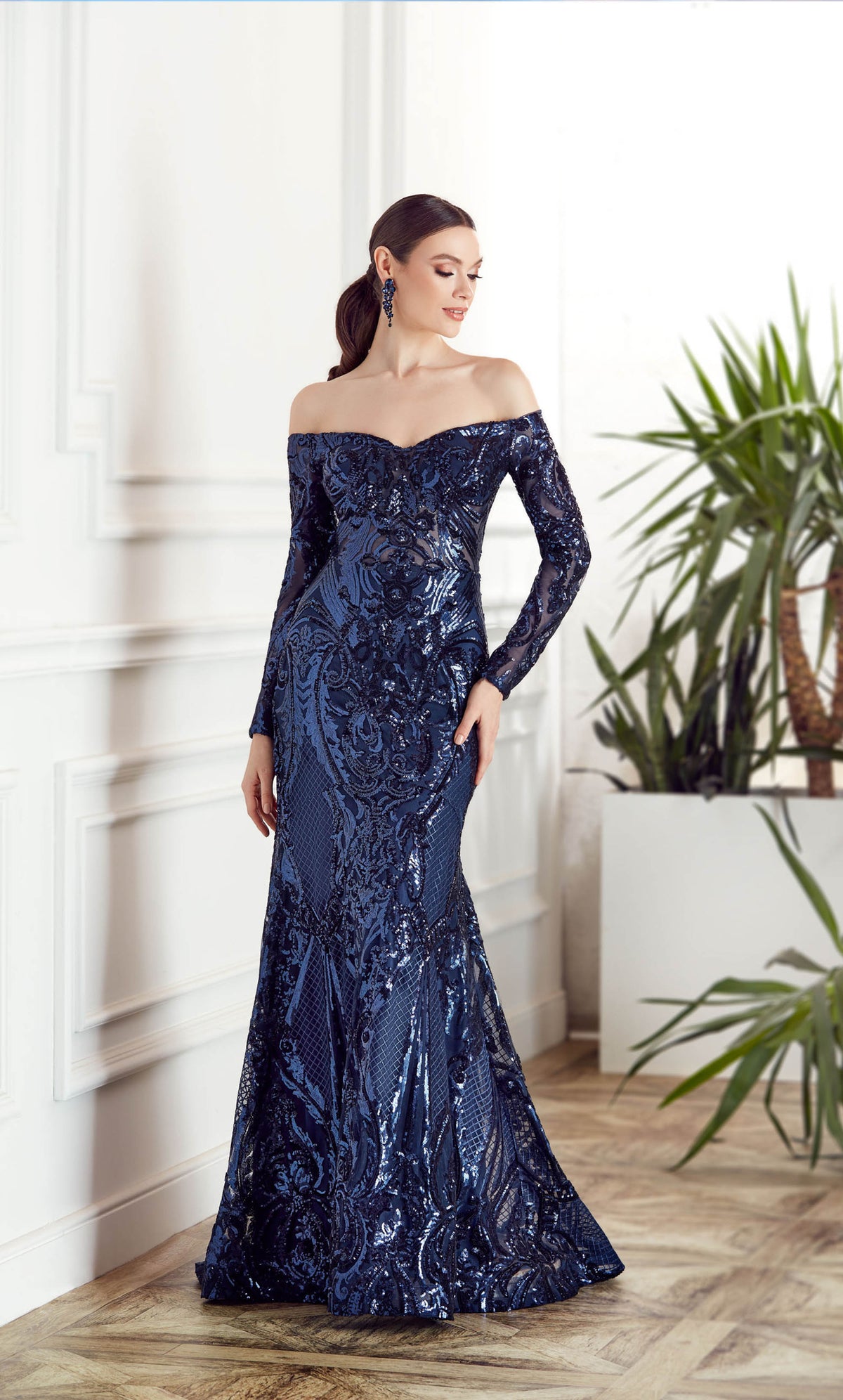 ALYCE Paris 27544 Special Occasion Off The Shoulder Shimmery/sparkly Fit N Flare Dress