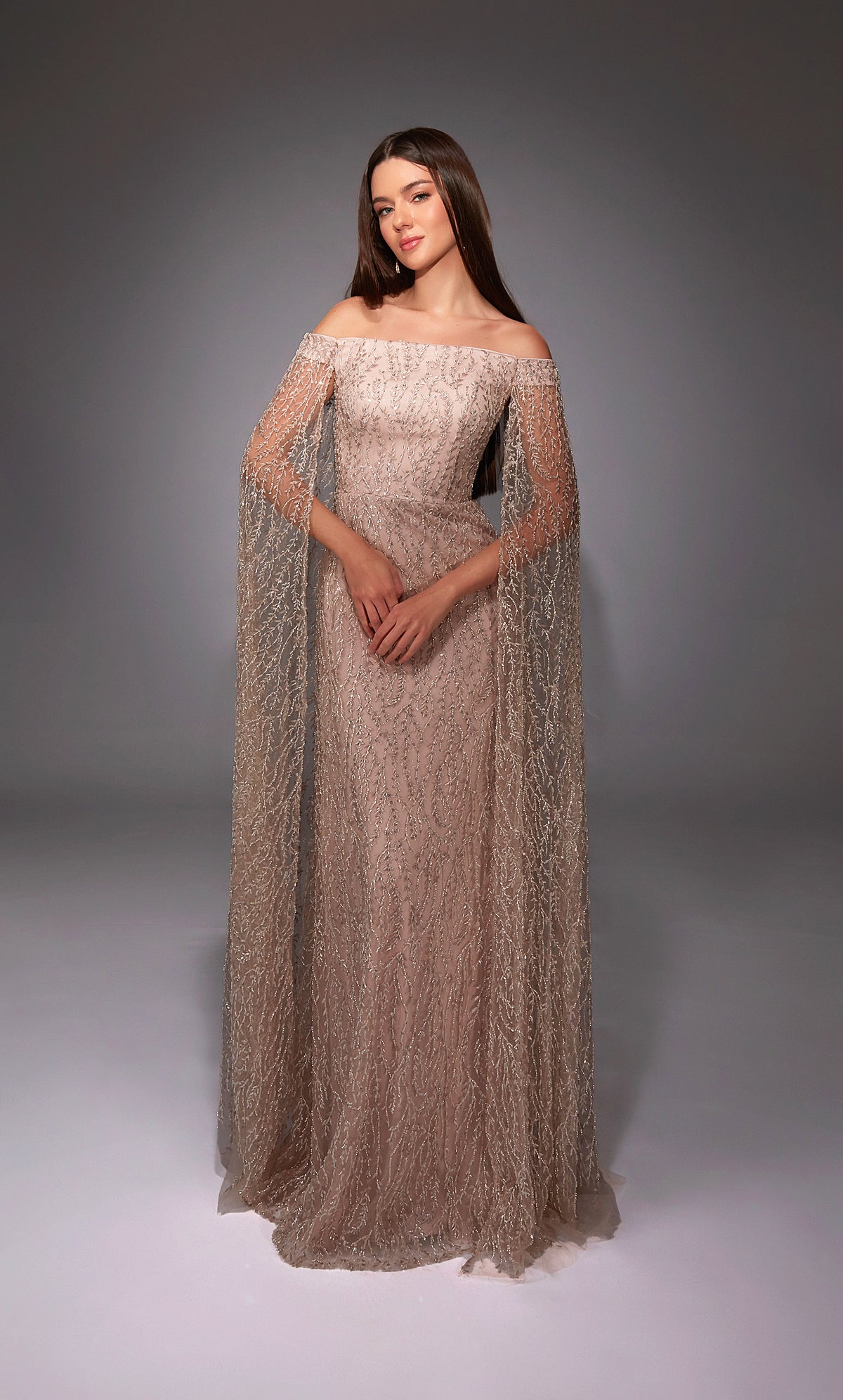 ALYCE Paris 27821 Special Occasion Off The Shoulder Neckline Embellished Fit N Flare Dress
