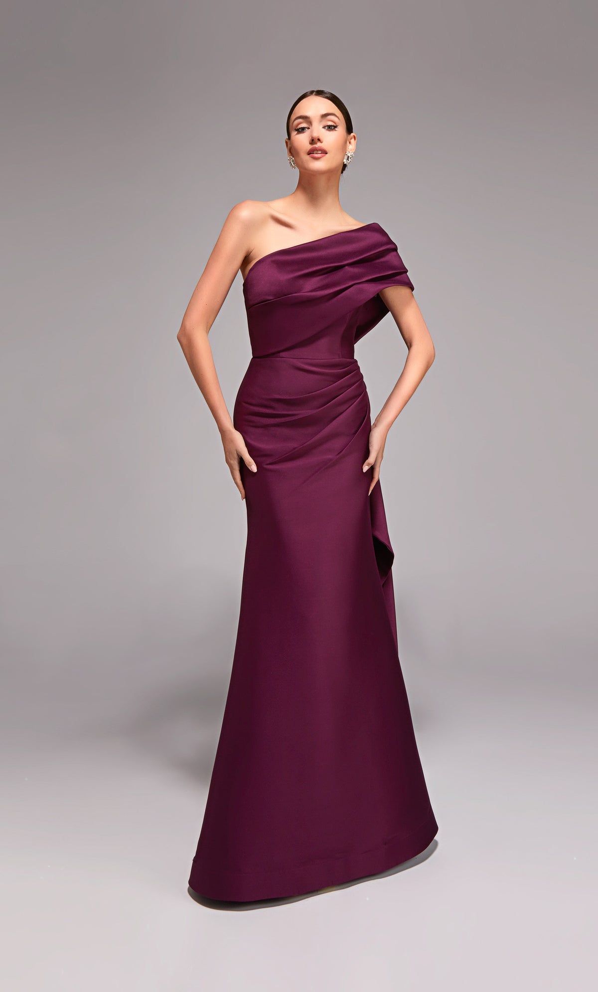 ALYCE Paris 27838 Special Occasion One Shoulder Neckline Ruched/draped Fit N Flare Dress