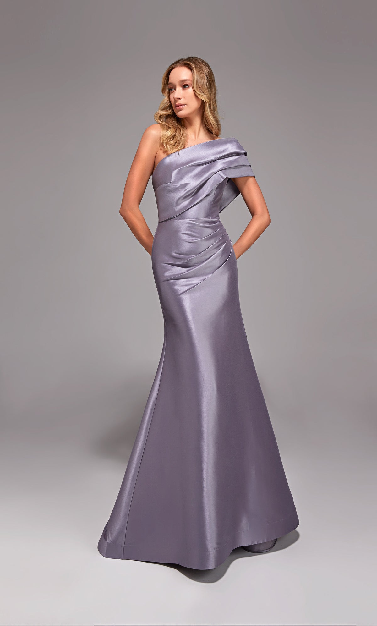ALYCE Paris 27838 Special Occasion One Shoulder Neckline Ruched/draped Fit N Flare Dress