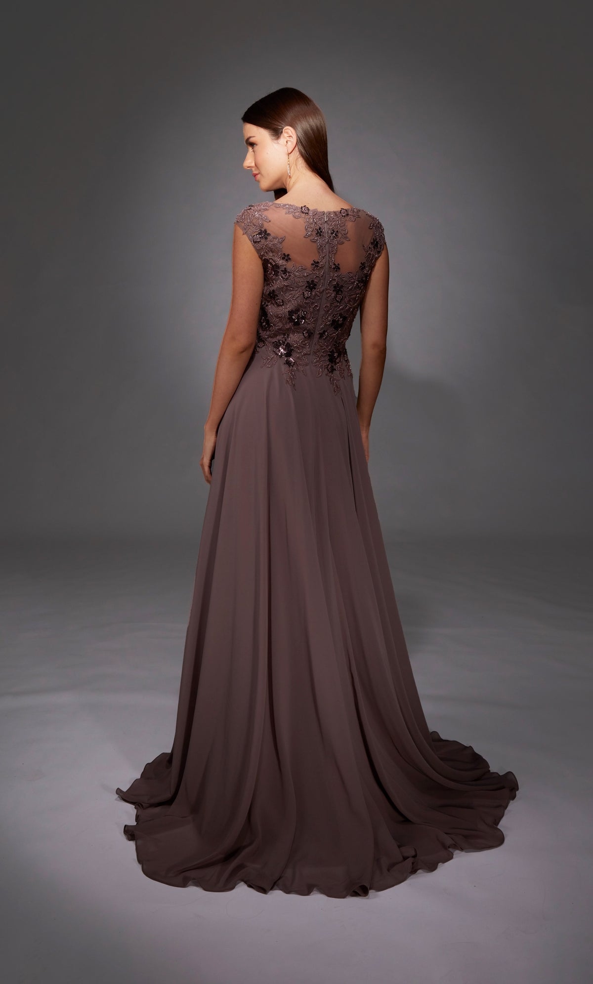 ALYCE Paris 27842 Special Occasion Boat Neckline Train Flowy Dress