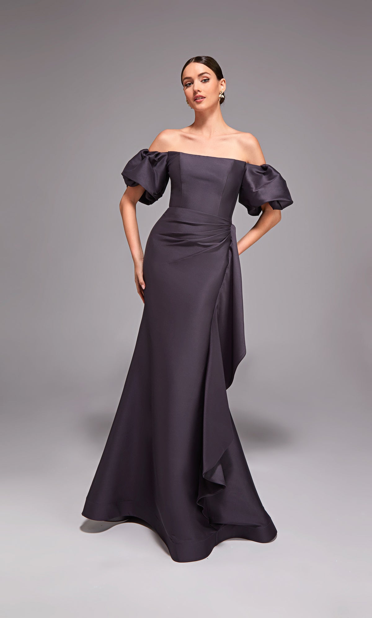 ALYCE Paris 27863 Special Occasion Off The Shoulder Neckline Ruched/draped Straight Dress