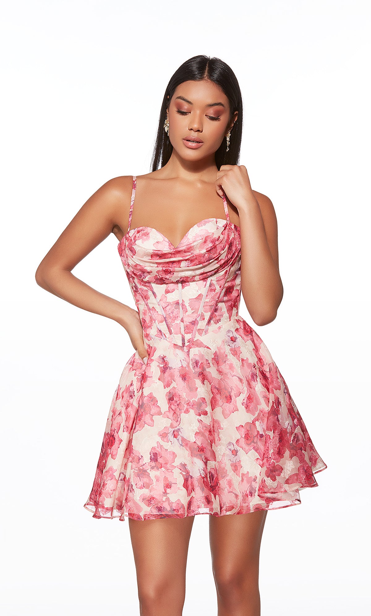 ALYCE Paris 30033 Homecoming Short Cowl Neckline Corset A Line Dress