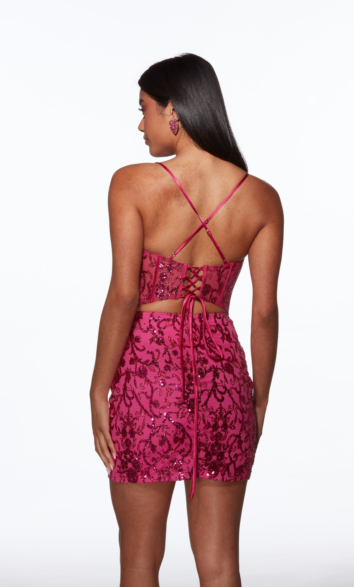 ALYCE Paris 40091 Homecoming Short Cat-eye Neckline Shimmery/sparkly Straight Dress