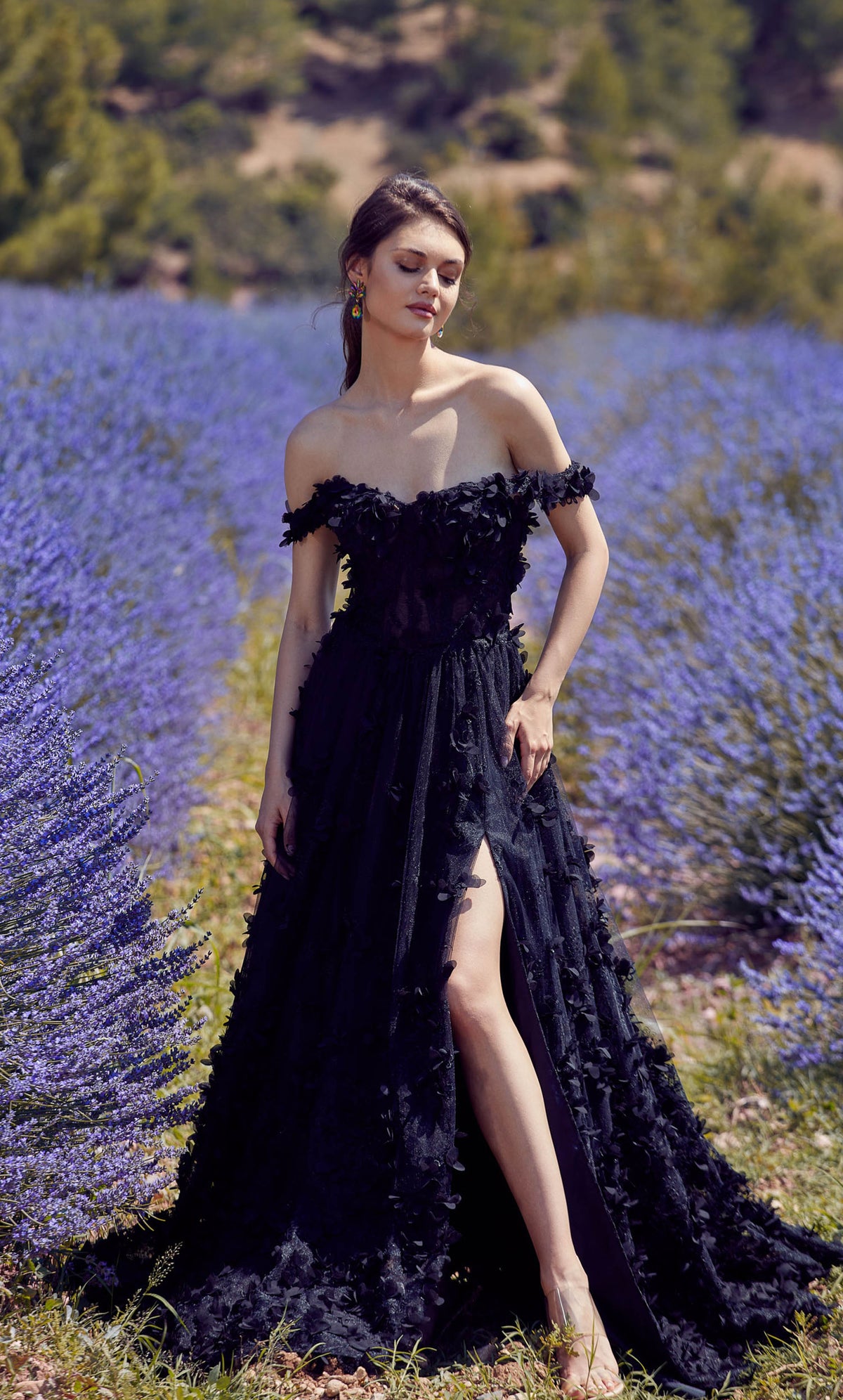 ALYCE Paris 61308 Alyce Long Off The Shoulder Embellished A Line Dress