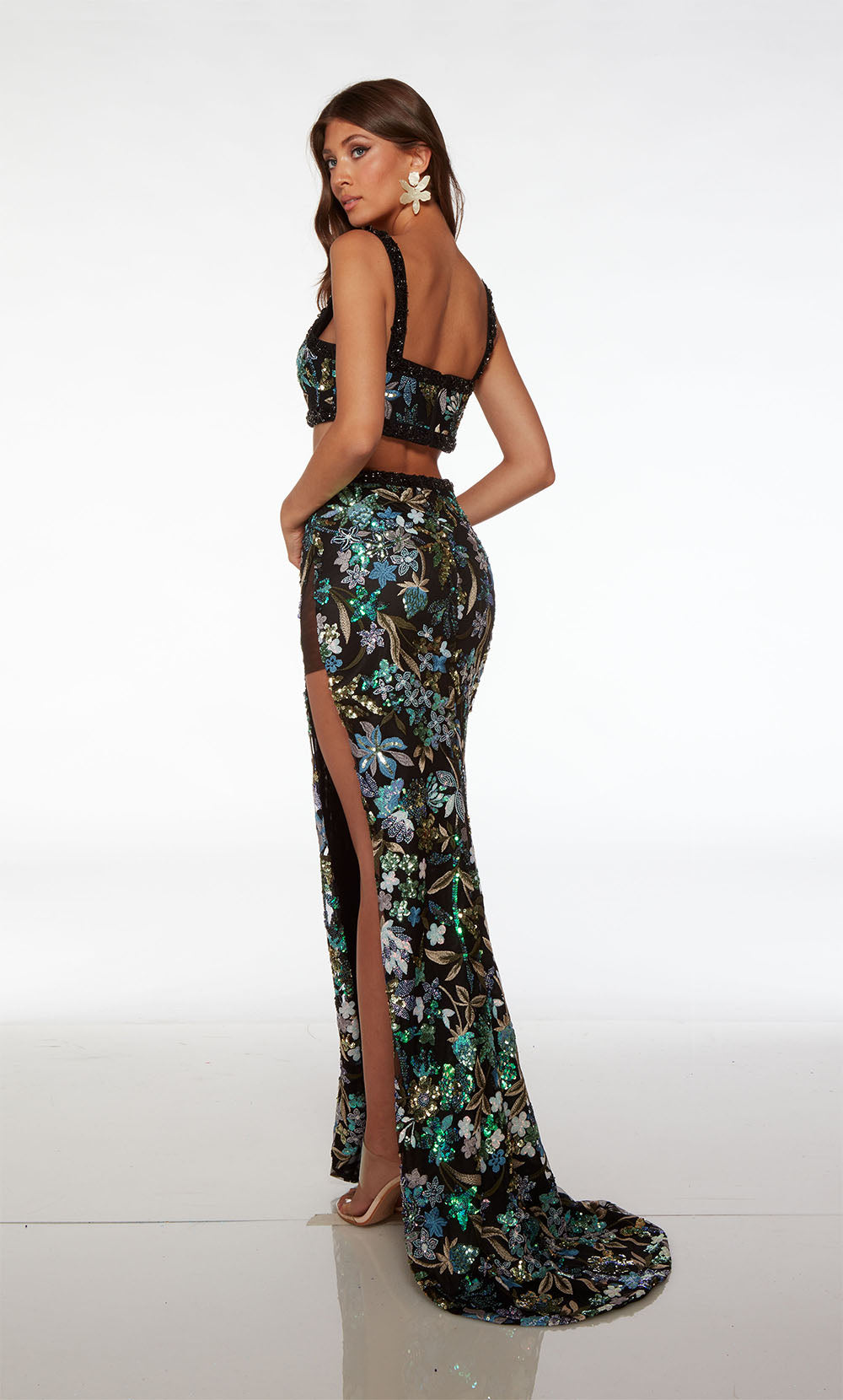 ALYCE Paris 61689 Alyce Long V-neck Two-piece Straight Dress