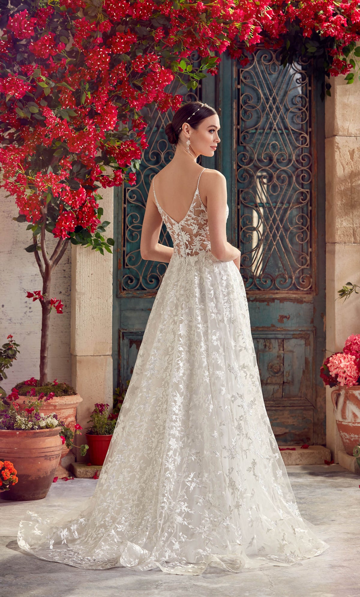 ALYCE Paris 7012 Bridal V-neck Embellished Fit N Flare Dress
