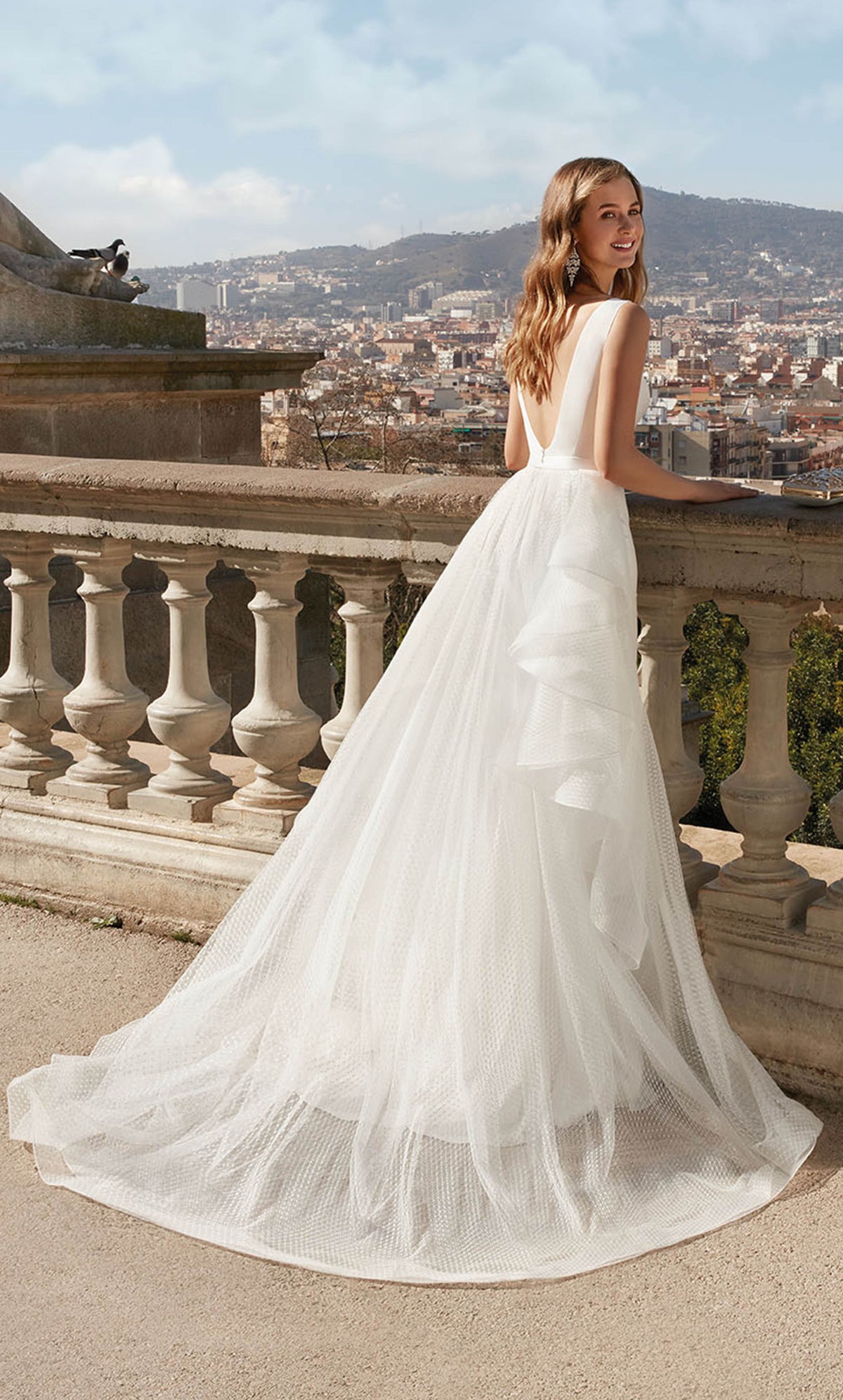 ALYCE Paris 7019 Bridal Plunging Train Fit N Flare Dress