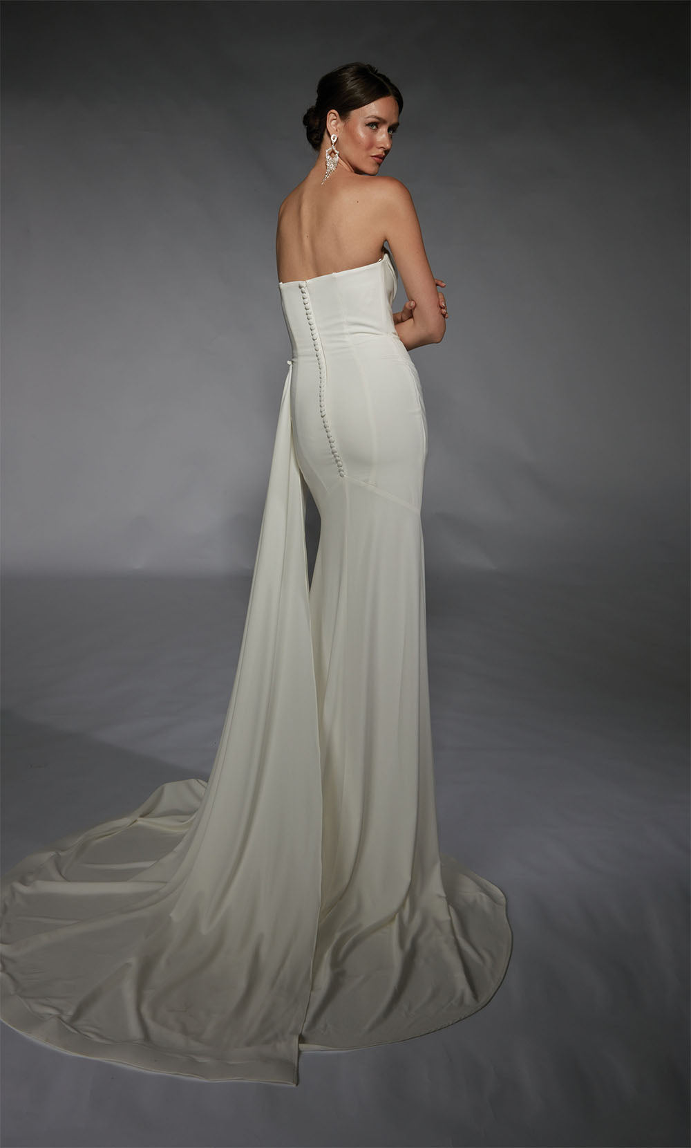 ALYCE Paris 7105 Bridal Cowl Neckline Slit Straight Dress