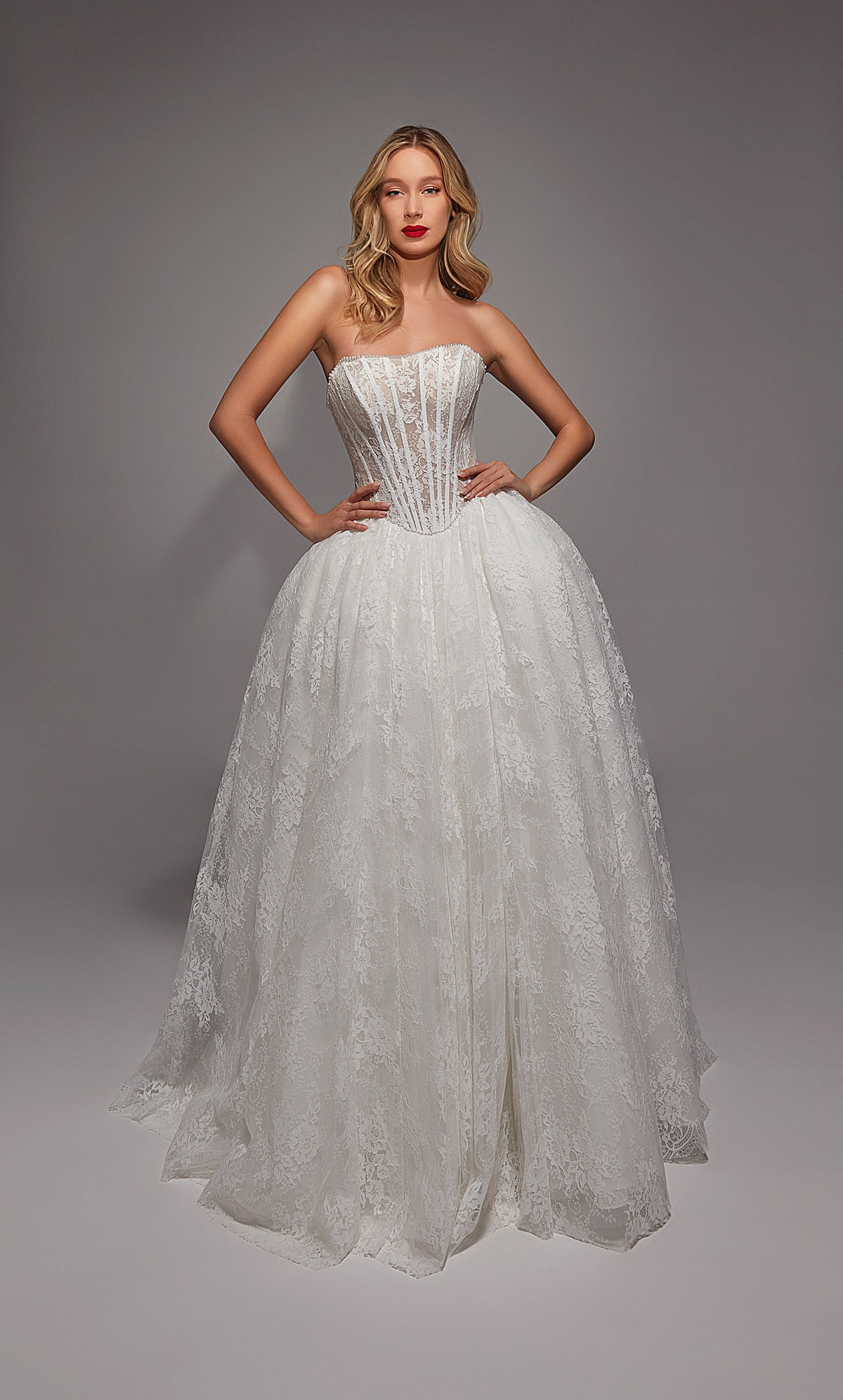ALYCE Paris 7149 Bridal Strapless Back Corset Ballgown Dress