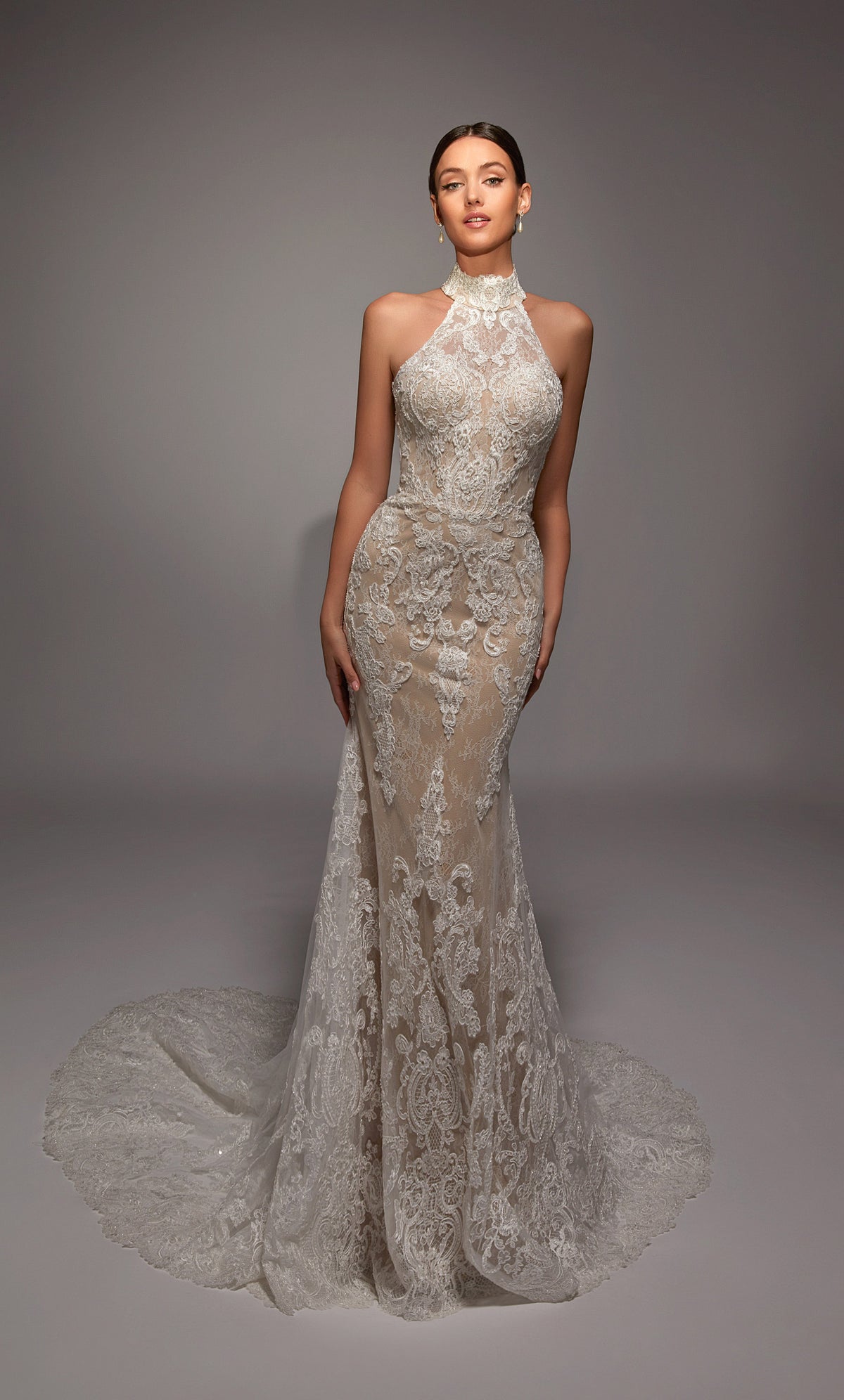 ALYCE Paris 7159 Bridal High Neckline Train Mermaid Dress